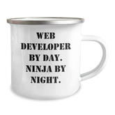 Unique Web Developer Gifts from Friends, Coworkers, or Family - Web Developer By Day. Ninja By Night. - Graduation Camping Mug, 12 oz - Image 2
